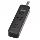 Tripp Lite 2-Outlet Surge Protector, 2 USB Charging Ports (2.1A Shared), 6 ft. Cord, 5-15P Plug, 4