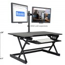 Rocelco 40"" Height Adjustable Standing Desk Converter BUNDLE | Sit Stand Computer Workstation Gas 