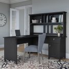 Bush Furniture Salinas Farmhouse 60 in L Shape Desk with Hutch, Box Drawer and