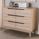 Baxton Studio Fella Mid-Century Modern Two-Tone Oak and Gray Wood 6-Drawer Dre