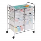 Rolling Storage Cart And Organizer With 12 Plastic Drawers