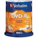 Verbatim 95102 DVD-R Discs, 4.7Gb, 16X, Spindle, Silver, 100/Pack