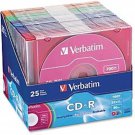 Verbatim 52X CD-R Discs with Color Surface, 700MB/80 Minutes, Pack of 25