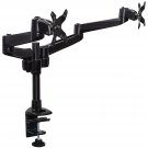 Dual Monitor Desk Mount Swivel Arm Quick Connect With Clamp Base (Black)