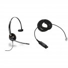 Plantronics 89433-01 Wired Headset, Black Bundle with Plantronics HIS-1 Adapter Cable