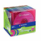 Verbatim CD-RW 700MB 2X-12X Color Rewritable Media Disc - 20 Pack Slim Case - 96685,assort