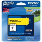 Brother Laminated Tape Black on Yellow, 24mm (TZe651) - Retail Packaging (2, Black on Yell