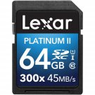 Lexar Platinum II 300x SDXC 64GB UHS-I/U1 (Up to 45MB/s Read) Flash Memory Card - LSD64GBB