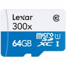 Lexar High-Performance microSDXC 300x 64GB UHS-I/U1 w/Adapter Flash Memory Card - LSDMI64G