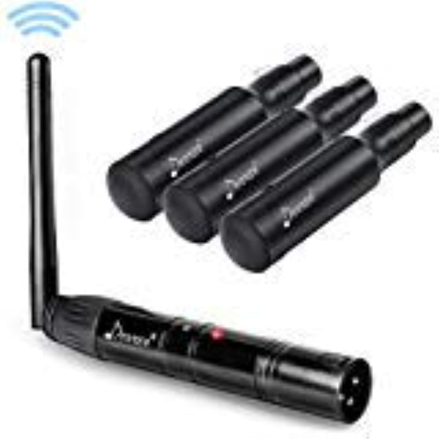 4Pcs Black Dmx512 Dmx Dj 2.4G Wireless 3 Receivers Built-In Battery& 1 Transmitter Stage L