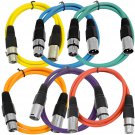 Seismic Audio SAXLX-2-6 Pack of 2 Feet Multiple Color XLR Male to XLR Female Patch Cables,
