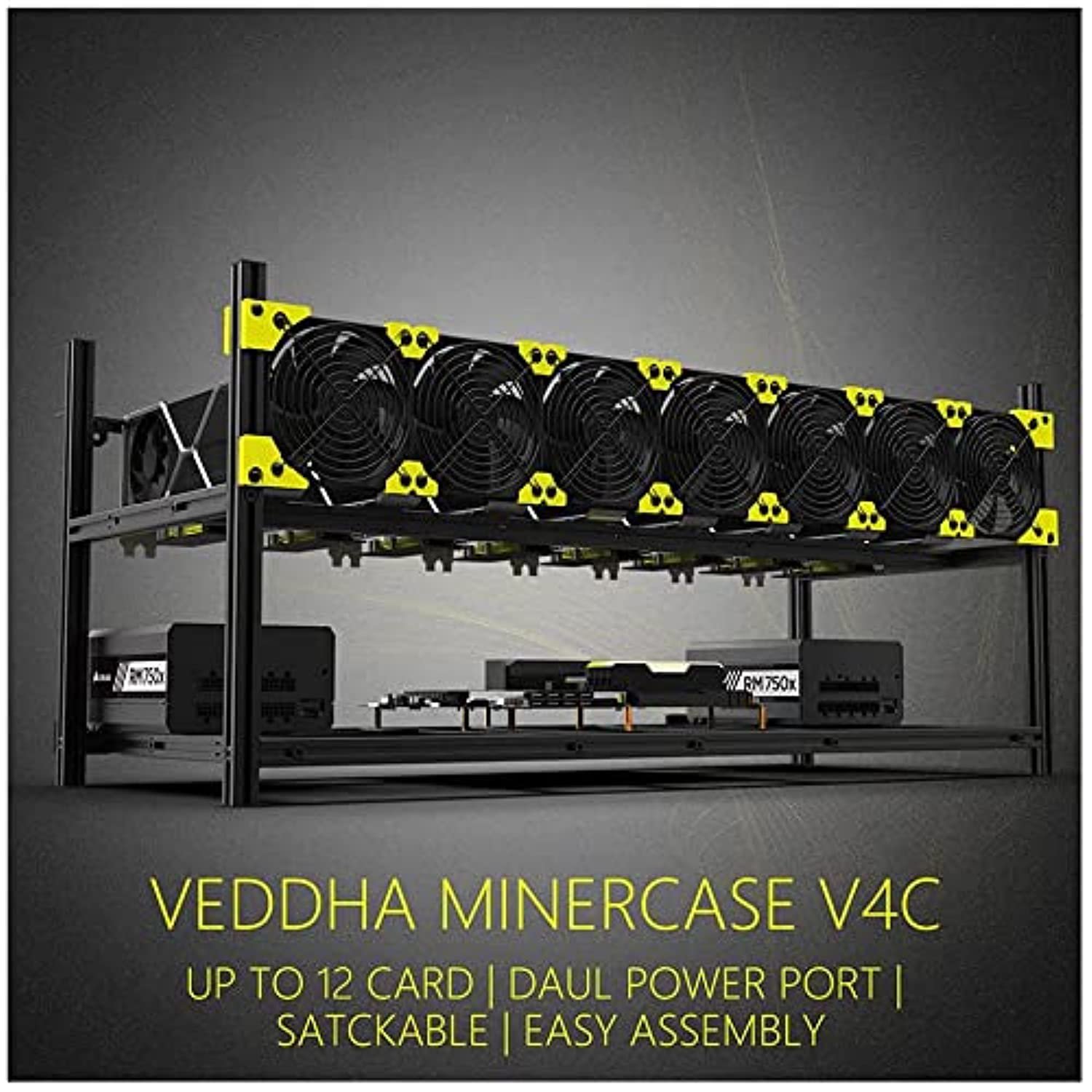 Veddha V4C 8/12 Gpu Stackable Frame Open Air Mining Rig Case Ethereum Ltc Btc Bitcoin Mine
