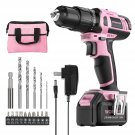 WORKPRO Pink Cordless 20V Lithium-ion Drill Driver Set, 1 Battery, Charger and Storage Bag