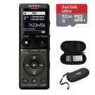 Sony ICD-UX570 Series Digital Voice Recorder (Black) with Built-in USB Bundle with 32GB mi