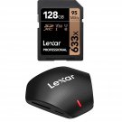 Lexar Professional 633x 128GB SDXC UHS-I Card (LSD128GCB1NL633) Black with Multi-Card 3-in