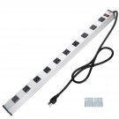 10 Outlet Plugs Heavy Duty Metal Power Strip, Aluminum Workshop Socket With 4Ft Long Cord 