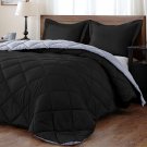 Lightweight Solid Comforter Set (Twin) With 1 Pillow Sham - 2-Piece Set - Black And Grey -