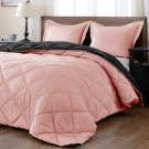 Lightweight Solid Comforter Set (King) With 2 Pillow Shams - 3-Piece Set - Pink And Black