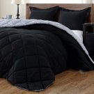 Lightweight Solid Comforter Set (Queen) With 2 Pillow Shams - 3-Piece Set - Black And Grey
