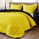 Lightweight Solid Comforter Set (King) With 2 Pillow Shams - 3-Piece Set - Lemon And Black