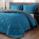 Lightweight Solid Comforter Set (Queen) With 2 Pillow Shams - 3-Piece Set - Ocean And Gray