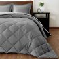 Lightweight Solid Comforter Set (Queen) With 2 Pillow Shams - 3-Piece Set - Charcol And Gr