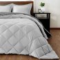 Lightweight Solid Comforter Set (Queen) With 2 Pillow Shams - 3-Piece Set - Charcol And Gr