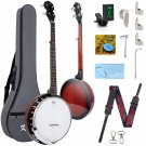 5 String Resonator Banjo,Professional Sapele Back Full Size Banjos Starter Kit With Bag Tu