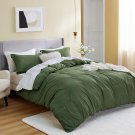 Olive Green Duvet Cover Full Size - Soft Brushed Microfiber 3 Pieces With Zipper Closure, 