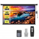 100 Inch Electric Motorized Projector Screen With Remote, 16:9 8K 4K Ultra Hd Widescreen F