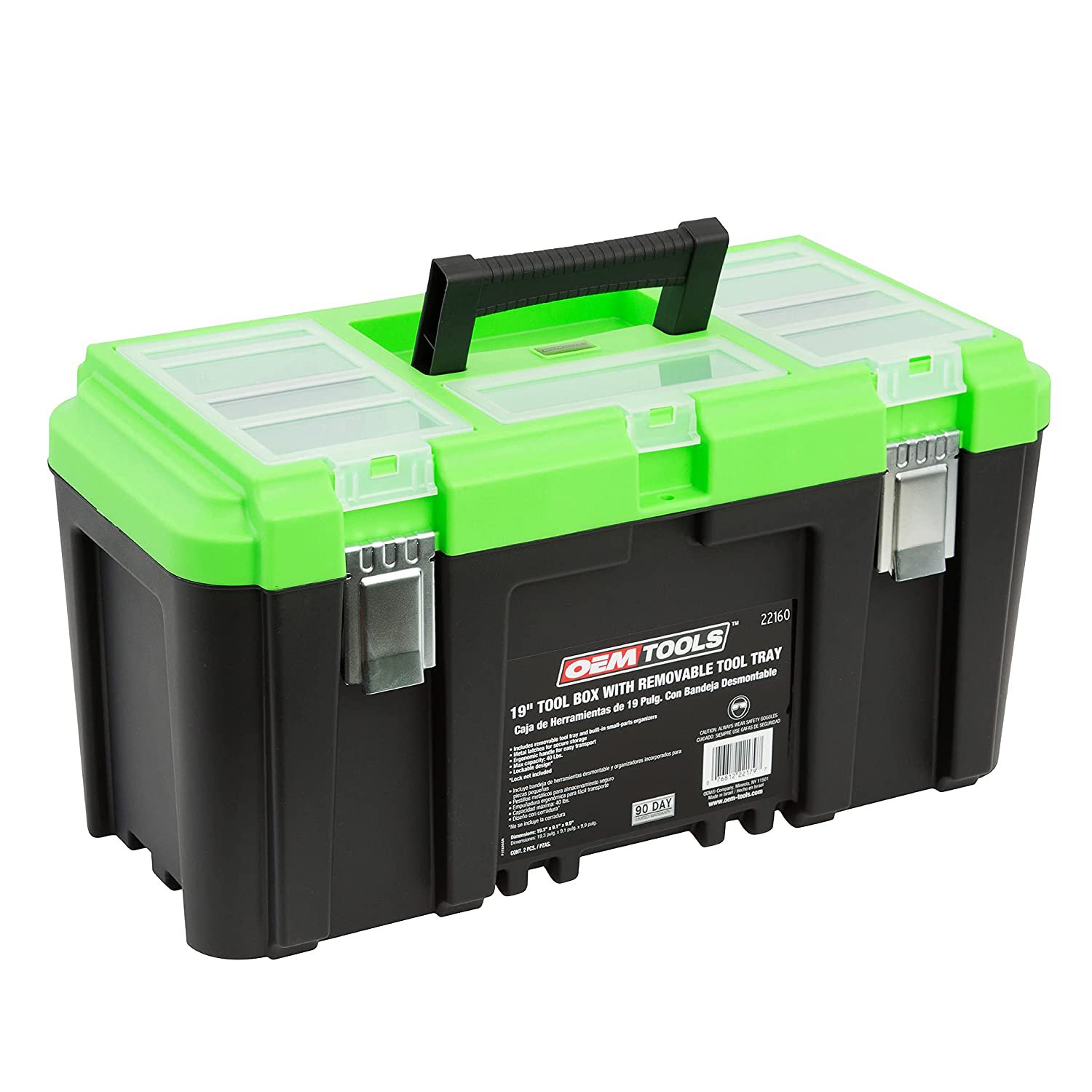 22160 19"" Tool Box With Removable Tool Tray, Security Slot For Padlocks, Easy Access Tool