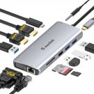 WAVLINK 12-in-1 USB C Hub, Triple Display (2HDMI + VGA), 100W PD3.0, Ethernet, SD/TF Reade