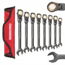 WORKPRO 8-piece Flex-Head Ratcheting Combination Wrench Set, SAE 5/16 - 3/4 in, 72-Teeth, 