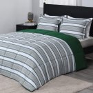 Twin Comforter Set (66""X92"") 2-Piece,Stripes Green Reversible Comforter,1 Reversible Pillo