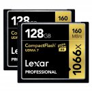Lexar Professional 1066x 128GB (2-Pack) CompactFlash Card, Up to 160MB/s Read, for Profess