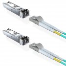 2 Pack Of Sfp Transceiver Multimode Gigabit Mini-Gbic Module Bundle With 1Meter Om3 Lc To