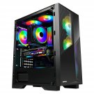 Gaming Pc Case Atx Mid Tower Case With 3 Pcs 120Mm Argb Fans, Ideal Black Computer Case Fo