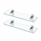 Glass Shelf For Bathroom, 15.8-Inch Bathroom Wall Shelf With Rectangle Tempered Glass And 