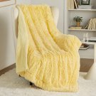 Faux Fur Throw Blanket Yellow - Fuzzy Fluffy Super Soft Furry Plush Decorative Comfy Shag