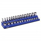 60008-30-Piece 3/8 In Metric Magnetic Socket Organizer -Blue -Holds 15 Standard (Shallow)