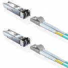 2 Pack 1000Base-Sx Transceiver With 2M Om3 Lc To Lc Fiber Patch Cable, Gigabit Multimode S