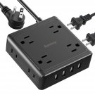 Power Strip With 4 Usb Ports, 5 Ft Extension Cord Flat Plug With 8 Outlets, Wall Mountable