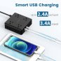 Power Strip With 4 Usb Ports, 5 Ft Extension Cord Flat Plug With 8 Outlets, Wall Mountable