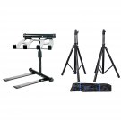 Pyle Portable Folding Laptop Stand - Standing Table with Adjustable Angle - PLPTS55 & Rock