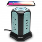 Power Strip Tower Wireless Charger, Surge Protector Tower, 10A 1080J Charger Station With 