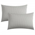 100% Natural Cotton Striped Pillowcases Set, 2 Pack White And Grey Vertical Stripes Patter