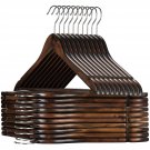 Zober Wooden Hangers 30 Pack - Non Slip Wood Clothes Hanger for Suits, Pants, Jackets w/ B