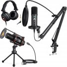 Usb Podcast Microphone With Headphone Set, All In One Usb Condenser Mic 192Khz/24Bit With 