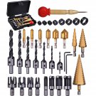 34 Pack Wood Working Chamfer Drilling Tools, 6 Countersink Drill Bit Set, 7 Counter Sinker