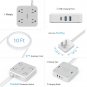 Flat Extension Cord 10 Ft, Ultra Thin Power Strip Under Carpet With 3 Usb Wall Charger(1 U